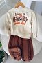 Cute Bear with Hat Printed Boys' 2-Piece Set - Brown - 3