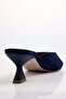 Navy Blue Suede Heeled Slippers 26098 - 4