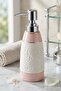 Ceramic Pink - White Flower Patterned Liquid Soap Dispenser 0.50 Liter