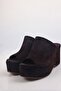 Brown Wedge Heel Slippers 26144 - 6