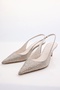 Beige Stone Pointed Toe Slingback 26014 - 3
