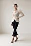 Cream Collar and Shoulder Detailed Lace Long Sleeve Blouse - 3