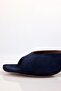Navy Blue Suede Heeled Slippers 26098 - 3
