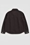 Women's Shirt Collar Oversized Brown Jean Jacket - 3