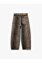 Zipper Pocket Buttoned Regular Waist Straight Leg Leopard Trousers - 6