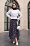Mixed Pattern Elastic Waist Asymmetrical Cut Lined Tulle Skirt -Laci