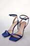 Blue Single Strap Heeled Sandals 25034