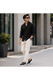 Ba0580 Black Men's Shoes - White High-Sole Laceless Belted Comfortable Casual Loafer Sneakers - 2
