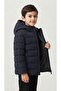 Boy's Dark Blue Hooded Jacket with Windproof Fiber - 3