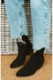 West Women's Cowboy Boots Bootie Western Boots Black Suede - 3