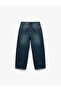 Loose Straight Fit Denim Trousers with Loose Cut Pockets in Cotton - 6