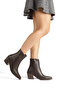 Women's Bitter Brown Leather Pointed Toe Ankle Heeled Boots - 4