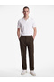 Viscose Blended Fabric Trousers with Pockets, Elastic Waist and Buttons