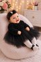 Girls' Dress with Rose Pattern, Snap Button Bow, Chic Special Occasion Dress, for Ages 0-5, 100% Single Jersey Cotton - 3