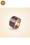 Copper Navy Blue Red Star Motif Wide Form Adjustable Ring