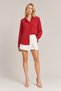Red Polka Dot Women's Shirt Long Sleeve Stylish Shirt with Pockets - - 2