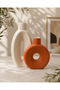 Brick Color and Beige 2-Piece Decorative Stone Vase Set - 7