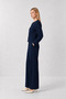 Gold Buttoned Woven Jacket-Pants Set Laz0014 Dark Blue - 3