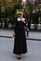 Black Pleated Flowy High Waist Knit Long Skirt