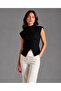 Women's Tops Sleeveless Buttoned Blouse Made from Own Fabric