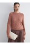 Alita City Farkıyla Lcwaikiki Classic Orange Oval Neck Self-Patterned Women's Knitwear Sweater