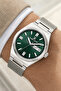 Steel Cord&Case Calendar Men Wrist Watch Bracelet Gift Silver-Green Zmdk1203 - 2