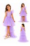 Girl's Lilac Sequined Tulle Evening Dress with Detachable Train Birthday Dress (2 Different Ways to Use)