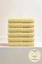 6-Pack Yellow Greek Mini Hand and Face Towels 75Gr. - 30X50 Cm, 100% Cotton, Spa and Hotel Towel