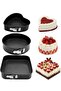 3 Pcs Springform Set Round, Heart And Square - Spring-Form Pan, Rectangle Cake Pan With Removable Bottom Leak-Proof And Quick Release Latch Bakeware Round/Heart-Shaped Spring Form Pan