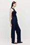 Women's Front-Seamed Straight-Cut Trousers with Elastic Waist - 5