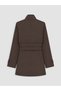 Brown Stand Collar Belted Women's Trench Coat - 8