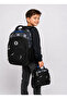 Football Themed 3-Piece School Bag Set Backpack Lunch Bag Pen Holder Primary School Black - 7