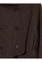 Brown Stand Collar Belted Women's Trench Coat - 7