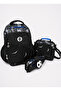 Football Themed 3-Piece School Bag Set Backpack Lunch Bag Pen Holder Primary School Black - 5