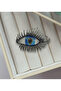 Handmade Glass Evil Eye Beaded Necklace and Blue Eye Brooch with Eyelashes Gift Set - 2