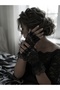 Black Lace Ruffled Fingerless Bridal Gloves- Wedding, Engagement, Marriage, Costume Party Accessory - 5