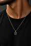 Brown Line Detailed Rectangular Stone Steel Necklace