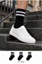Black Unisex 3-Pack Cotton Striped College Socks Set