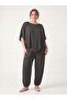 Women's Plus Size Two-Piece Set Lyocell Bat Sleeve Balloon Leg Pants Anthracite