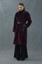 Burgundy Leopard Detailed Leather Belted Coat - 4