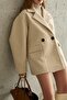 Beige oversize two button cashmere coat - 2