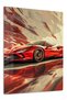 Red Vintage Race Car Motion Metal Wall Art