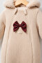 Baby Girl Beige Bow Forever Cotton Jumpsuit with Jacket - 3