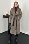 Gray leopard detailed leather belted coat - 4