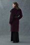 Burgundy Leopard Detailed Leather Belted Coat - 5