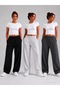 Black Gray Anthracite 3-Pack Basic Oversize Women's Flat-Leg Sweatpants