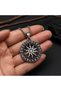 Stainless Steel Antique Silver Color Viking Sun Pendant with Runic Letter Detail - 4