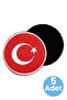 Turkish Flag Embroidery Emblem Round Velcro 7 cm 5 Pieces - 7