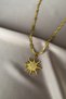 Spiral Italian Chain Stone Detailed Sun Figured Necklace - 4