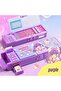 Password-Protected Girls Boys Pencil Holder Multi-Compartment Buttoned Pencil Case Panda Fruit Anime Patterned Hard Cover Drawer-Style Children's Student Pencil Case Stationery Supplies Practical Cute Design Gift
